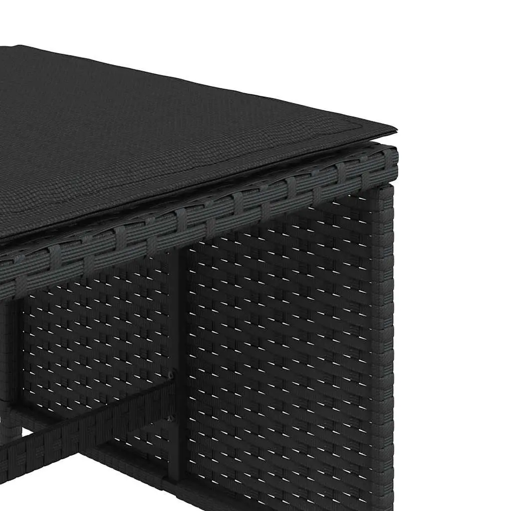 Garden Stools PE Rattan Frame with Cushions 41 x 41 x 36 cm Black 4 Piece Outdoor Footrest Seating Set