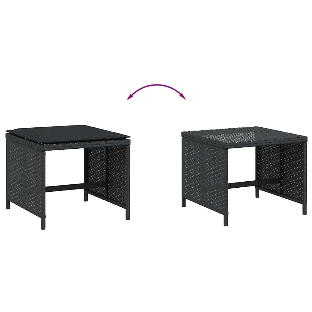 Garden Stools PE Rattan Frame with Cushions 41 x 41 x 36 cm Black 4 Piece Outdoor Footrest Seating Set