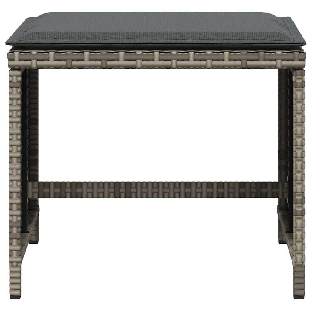 Garden Stools PE Rattan 41 x 41 x 36 cm Grey 4 Piece Outdoor Foot Rests with Cushions