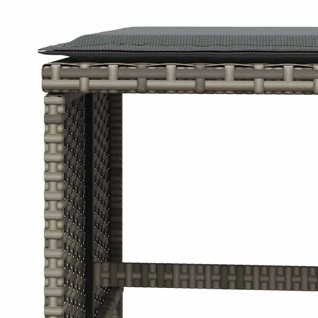 Garden Stools PE Rattan 41 x 41 x 36 cm Grey 4 Piece Outdoor Foot Rests with Cushions