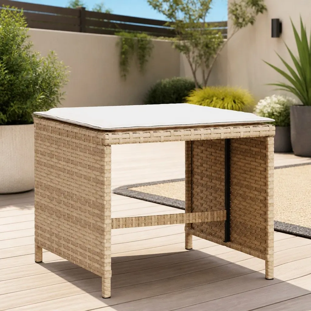 Garden Stools PE Rattan with Cushions 41x41x36 cm Beige 4 Piece
