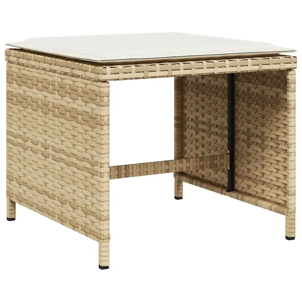 Garden Stools PE Rattan with Cushions 41x41x36 cm Beige 4 Piece