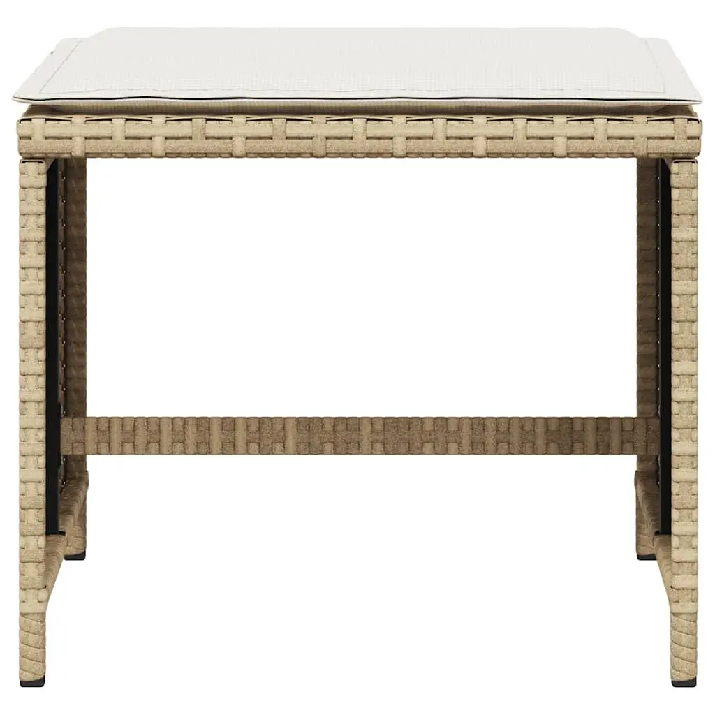Garden Stools PE Rattan with Cushions 41x41x36 cm Beige 4 Piece