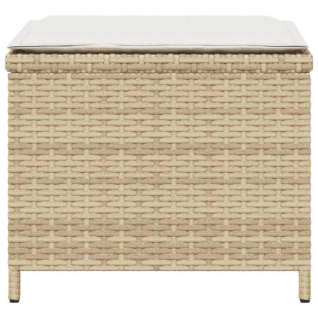 Garden Stools PE Rattan with Cushions 41x41x36 cm Beige 4 Piece