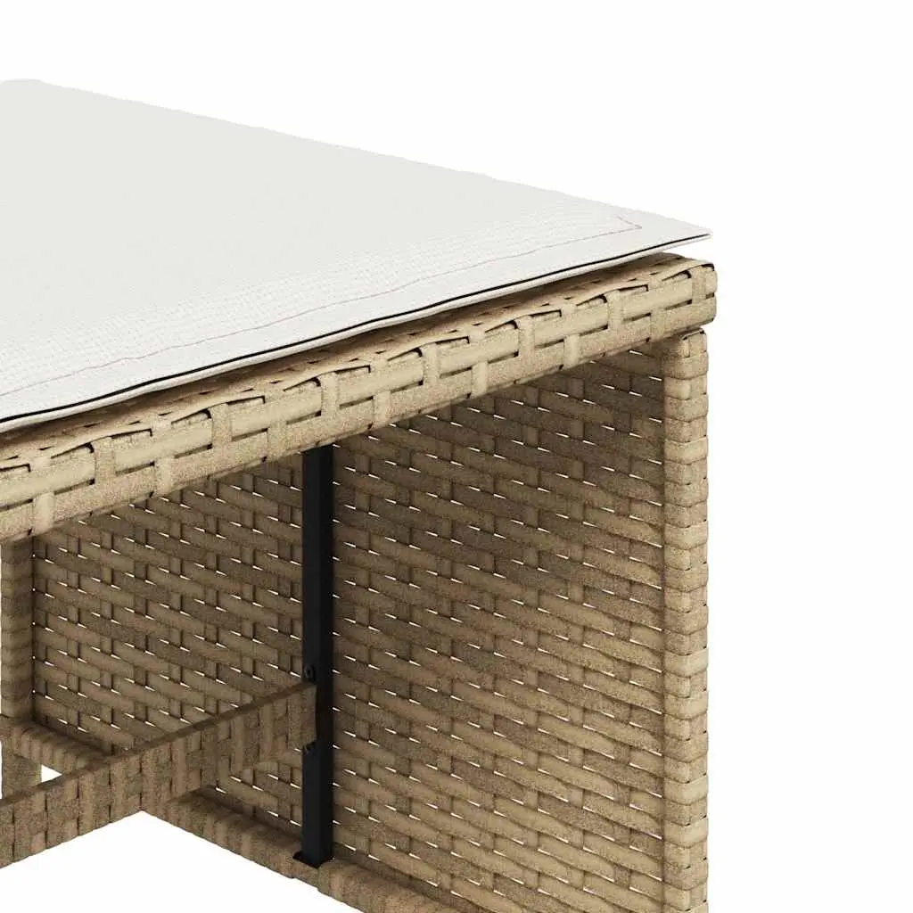 Garden Stools PE Rattan with Cushions 41x41x36 cm Beige 4 Piece