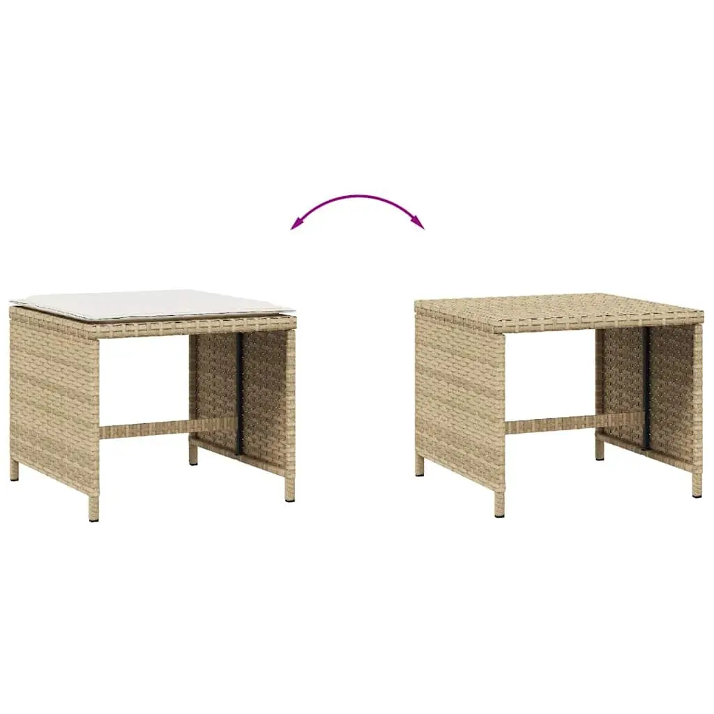 Garden Stools PE Rattan with Cushions 41x41x36 cm Beige 4 Piece