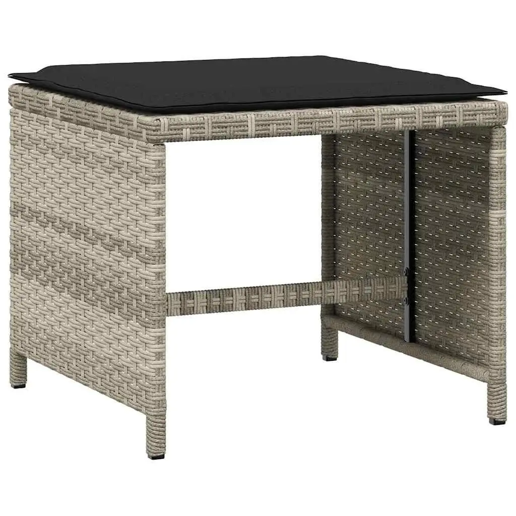 Outdoor Seating Stools Grey 4 Pieces PE Rattan Powder Coated Steel 41x41x36 cm with Cushions