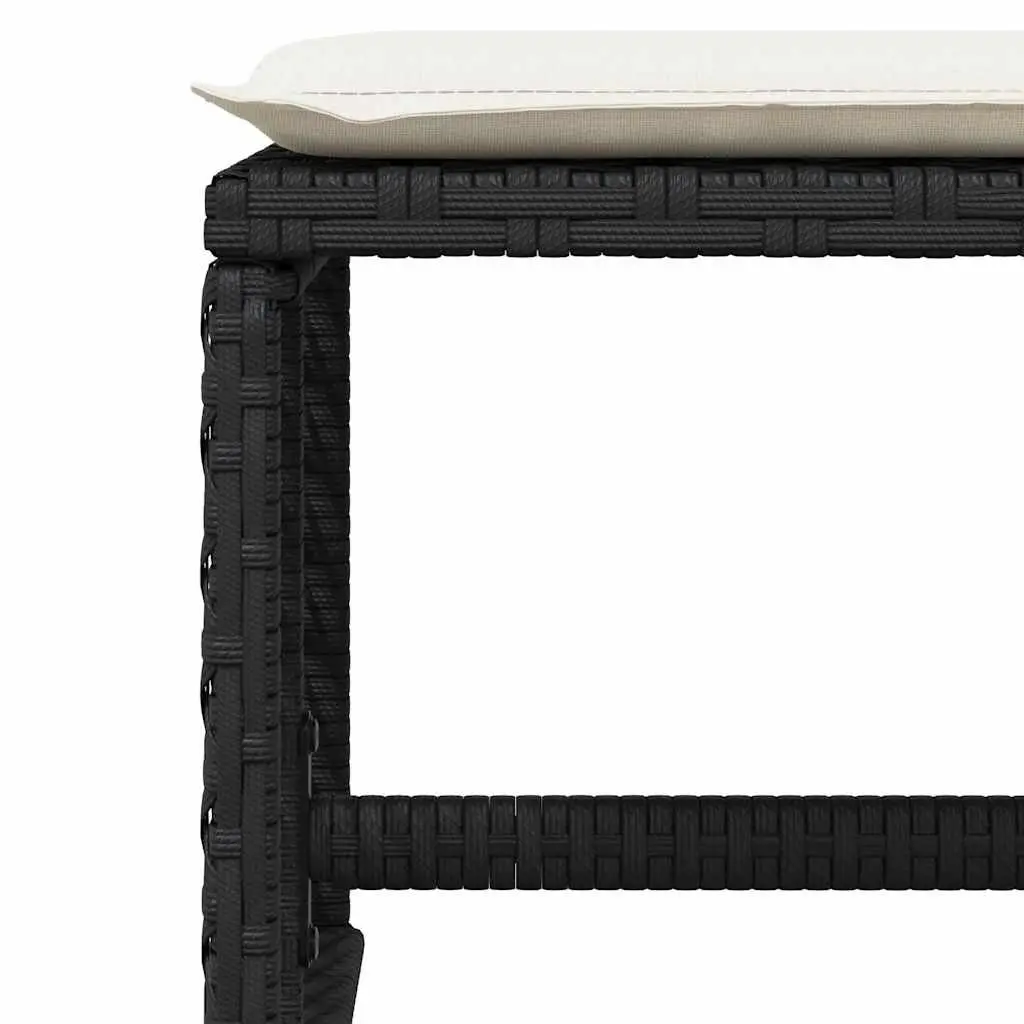 Garden Stools PE Rattan with Cushions 41x41x36cm Black 4 Piece Set