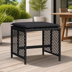 Garden Stools with Cushions 4 Piece Set Outdoor Foot Rest Black 41x41x36cm