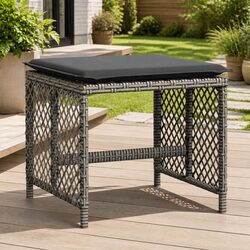 Garden Stools with Cushions 4 Piece Set Outdoor Foot Rests Grey 41x41x36cm