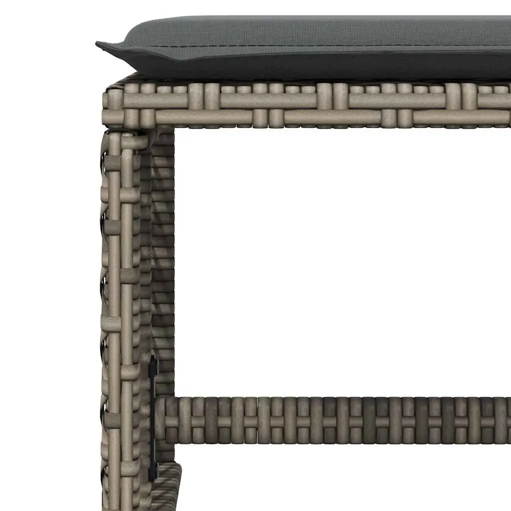 Outdoor Garden Stools Grey 4 Piece Set Cushioned Seating 41x41x36cm Durable Powder Coated Steel Frame PE Rattan Construction