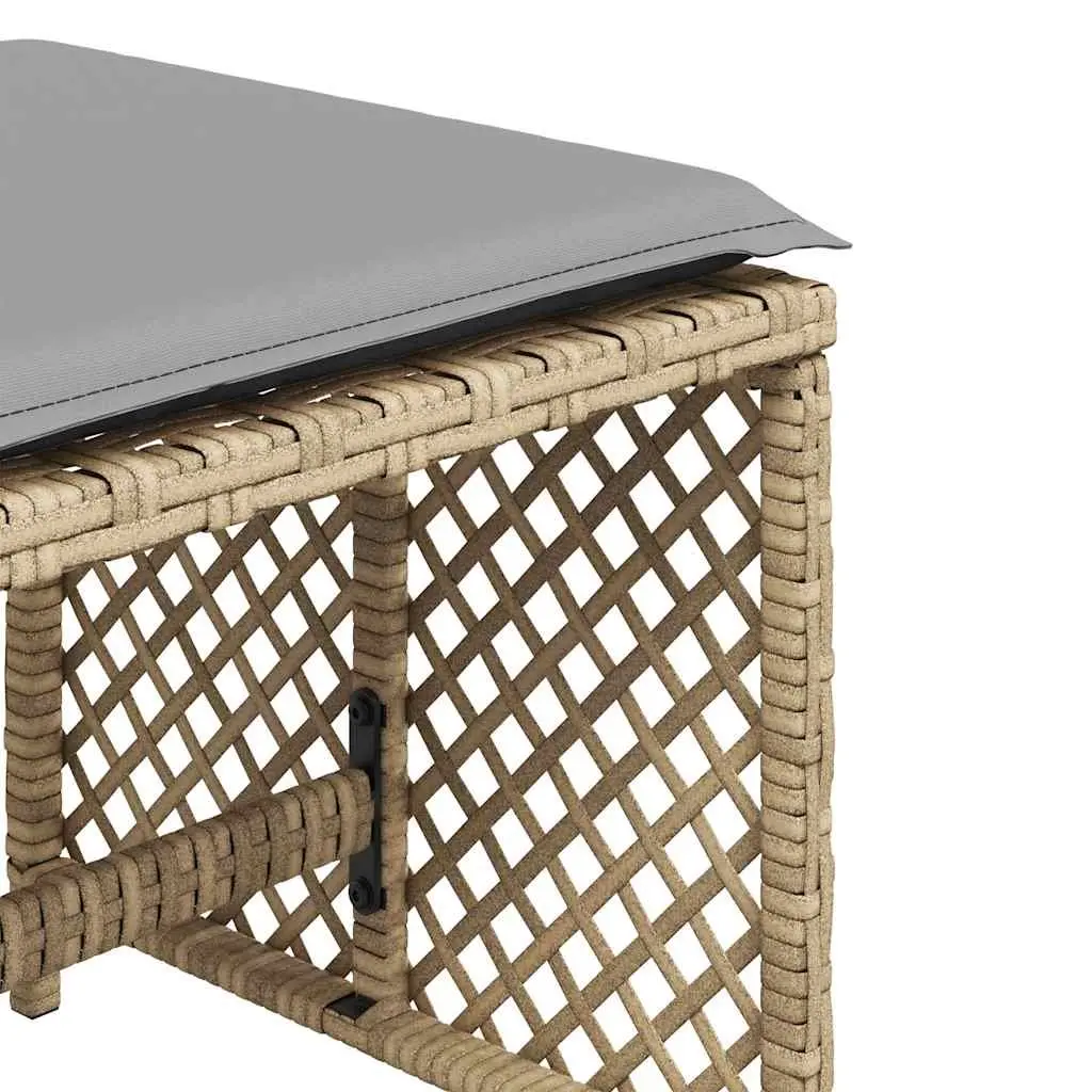 Garden Stools Poly Rattan 4 Piece Beige Outdoor Cushioned Seating