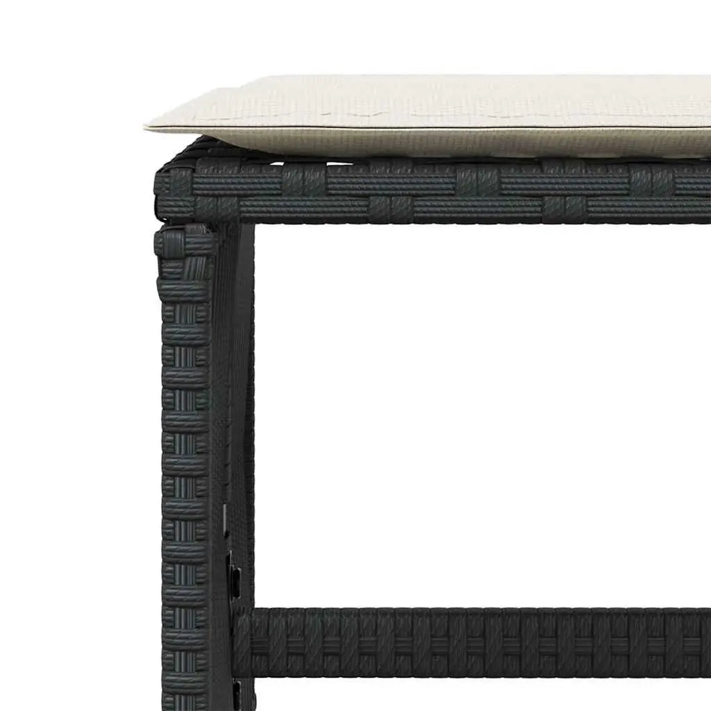 Outdoor Garden Stools PE Rattan with Cushions 4 Piece Black Steel Frame