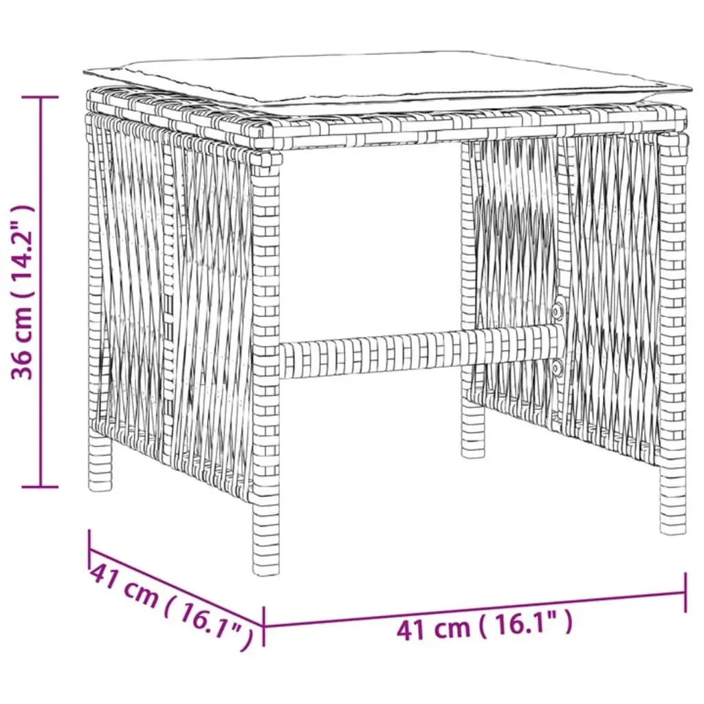 Garden Stools PE Rattan with Cushions 41x41x36 cm Grey 4 Piece