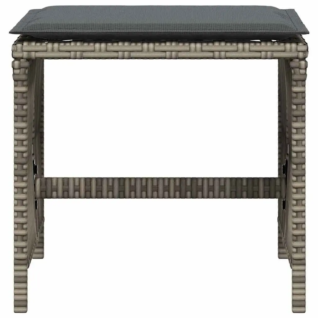 Garden Stools PE Rattan with Cushions 41x41x36 cm Grey 4 Piece