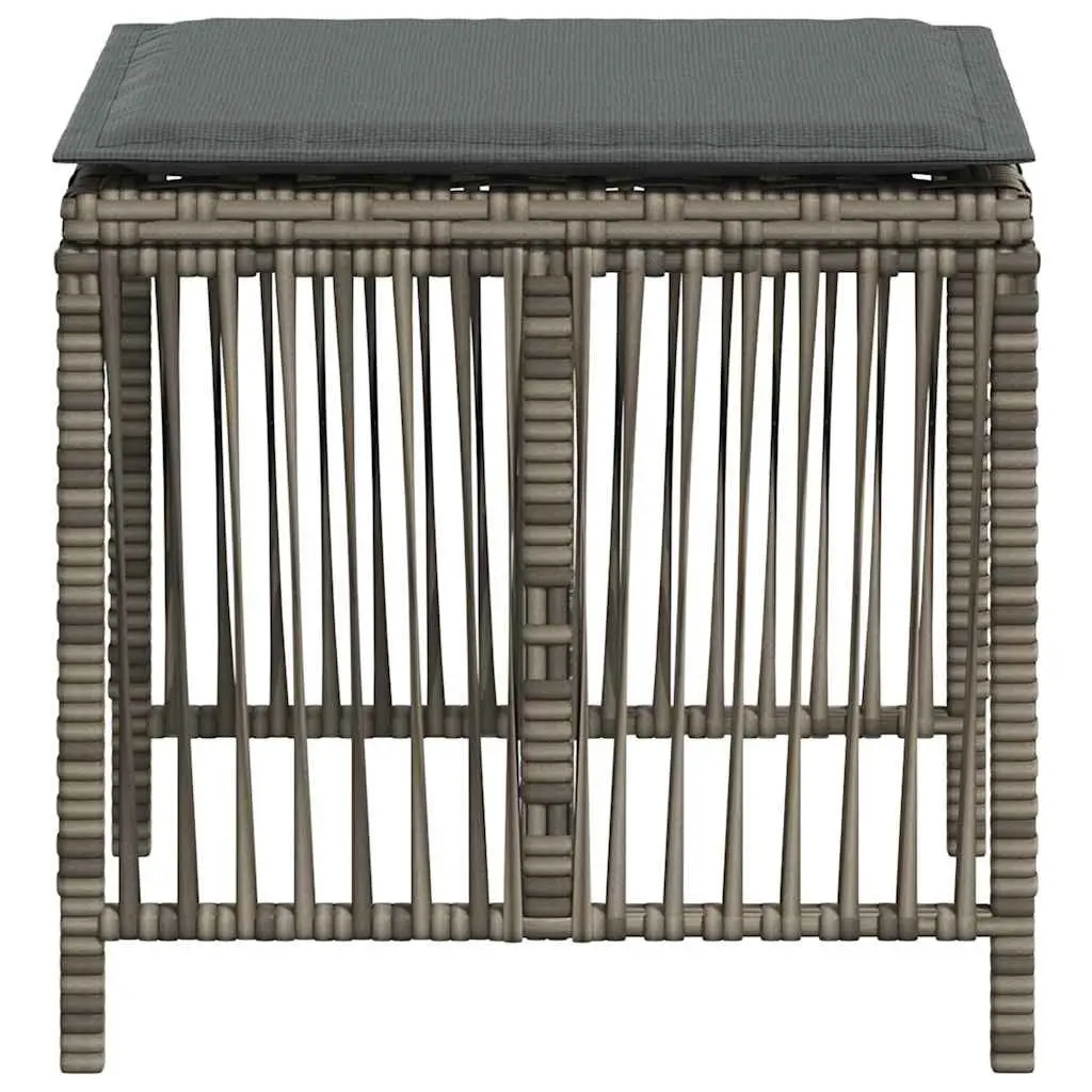 Garden Stools PE Rattan with Cushions 41x41x36 cm Grey 4 Piece