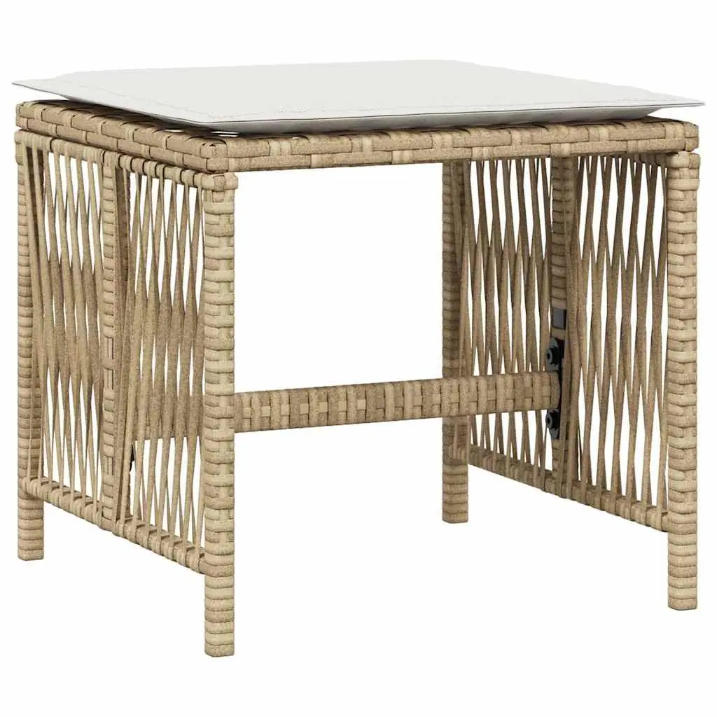 Garden Stools PE Rattan with Cushions 4 pcs Beige Outdoor Seat