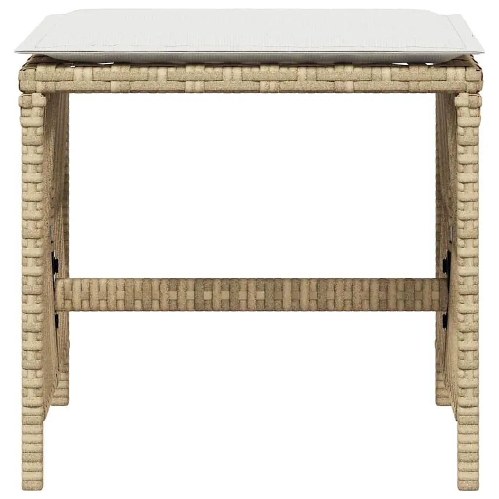 Garden Stools PE Rattan with Cushions 4 pcs Beige Outdoor Seat