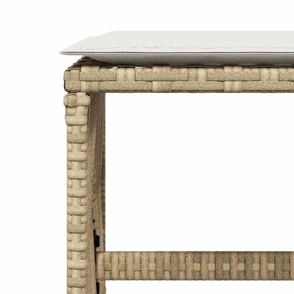 Garden Stools PE Rattan with Cushions 4 pcs Beige Outdoor Seat