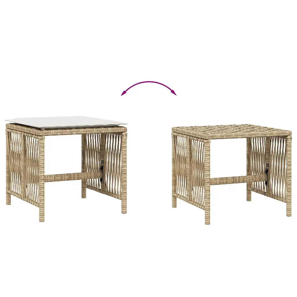 Garden Stools PE Rattan with Cushions 4 pcs Beige Outdoor Seat