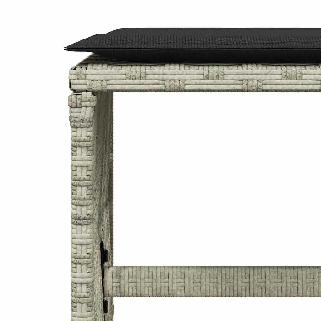 4 Piece Grey Outdoor Footrests Garden Stools Poly Rattan with Cushions