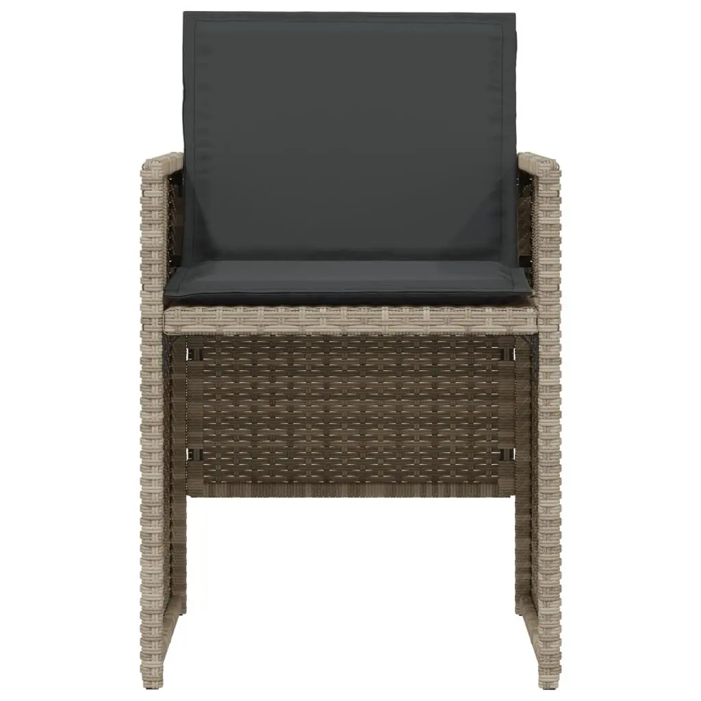 3 Piece Bistro Set PE Rattan Grey Chairs Table Outdoor Garden Patio Furniture