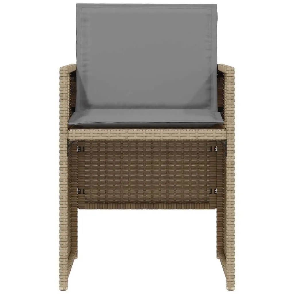 3 Piece Outdoor Bistro Set PE Rattan Beige Garden Furniture Cushions Table