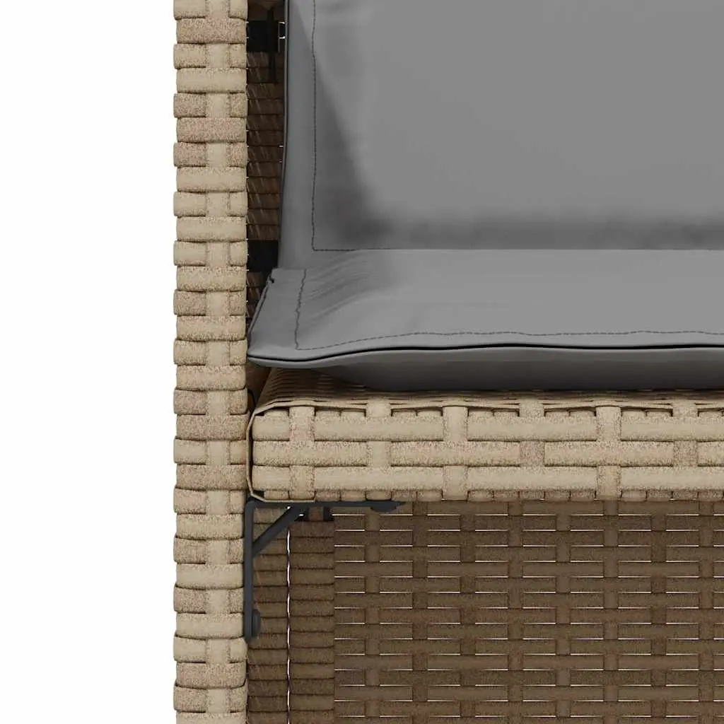 3 Piece Outdoor Bistro Set PE Rattan Beige Garden Furniture Cushions Table