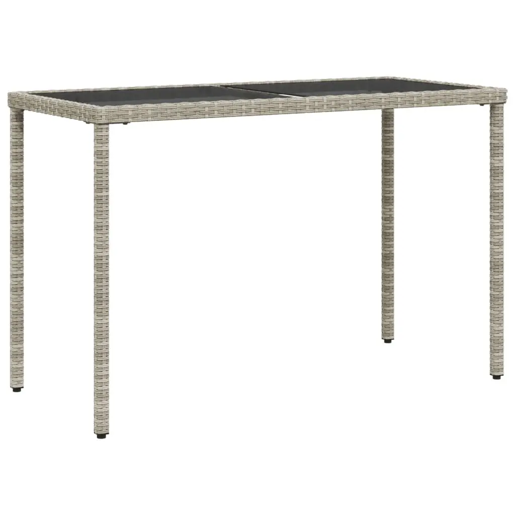Outdoor Patio Table Poly Rattan Frame Tempered Glass Top Grey 115x54x74cm