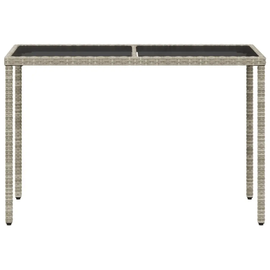 Outdoor Patio Table Poly Rattan Frame Tempered Glass Top Grey 115x54x74cm