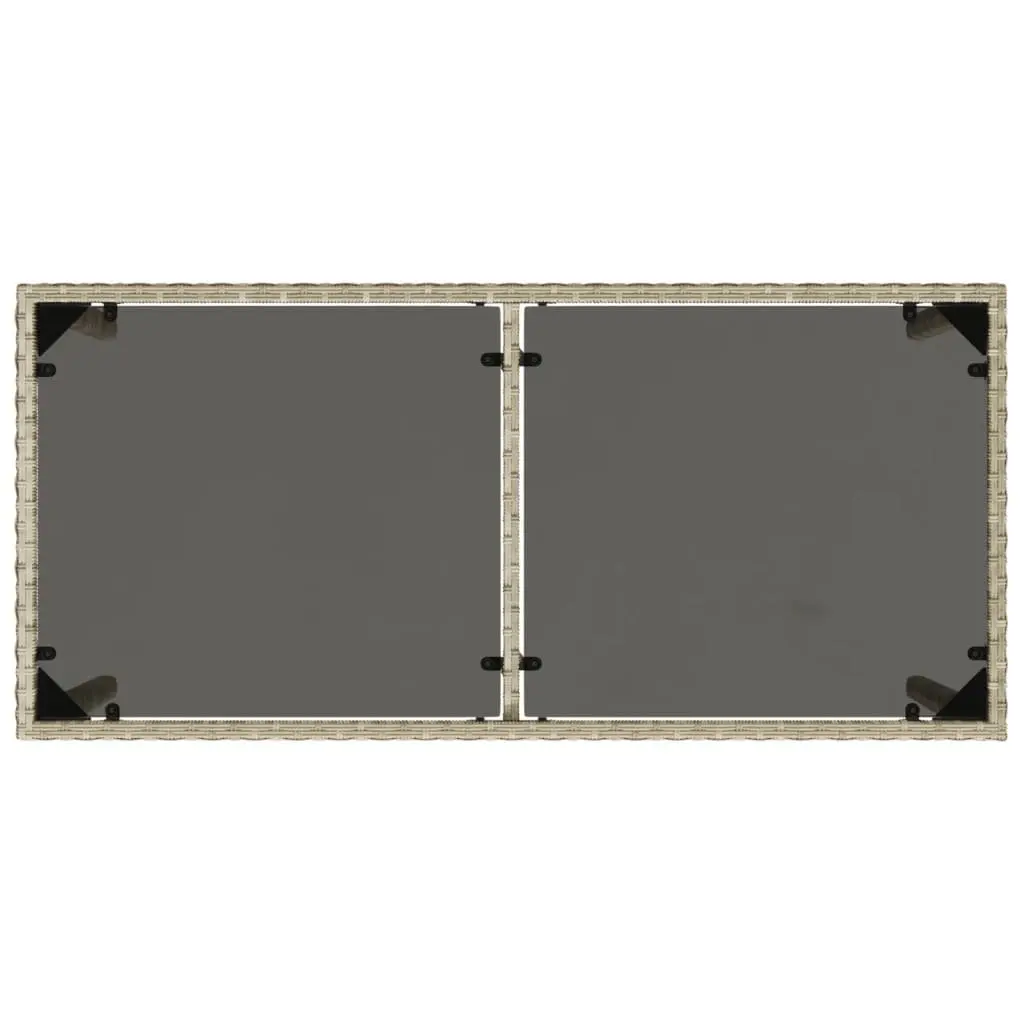 Outdoor Patio Table Poly Rattan Frame Tempered Glass Top Grey 115x54x74cm