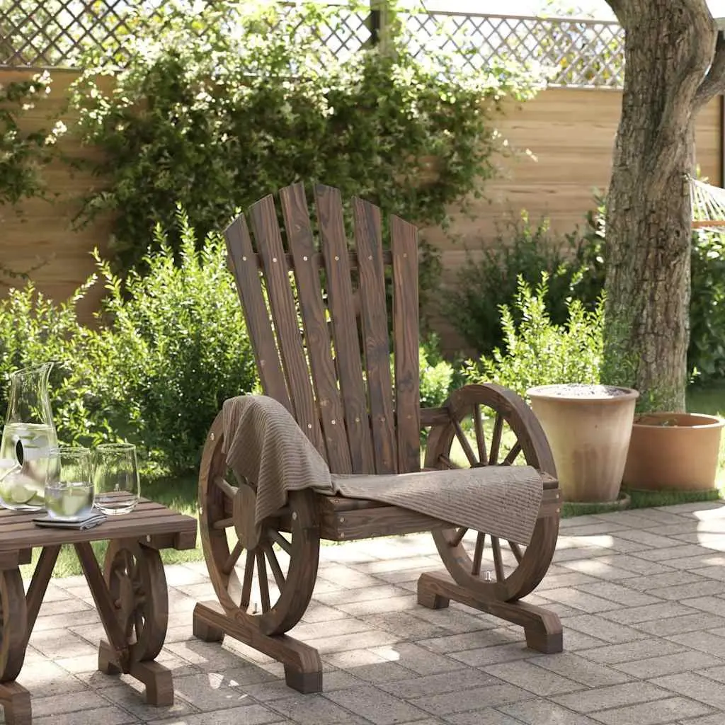 Outdoor Lounge Chair Solid Fir Wood Brown Ergonomic Garden Seating