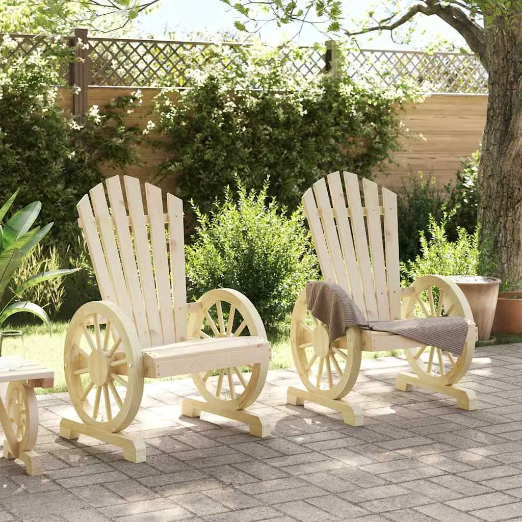 Outdoor Adirondack Chairs Set of 2 Solid Wood Garden Patio Seating Lounge