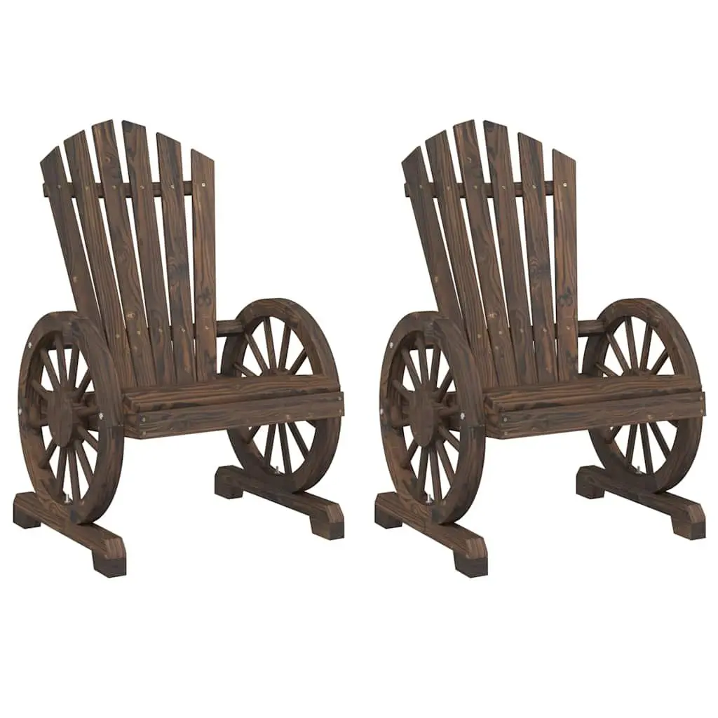 Adirondack Chairs Solid Fir Wood Ergonomic Brown 2 Piece Garden Lounge Seating