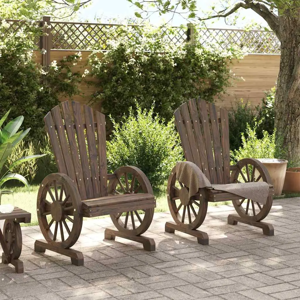 Adirondack Chairs Solid Fir Wood Ergonomic Brown 2 Piece Garden Lounge Seating