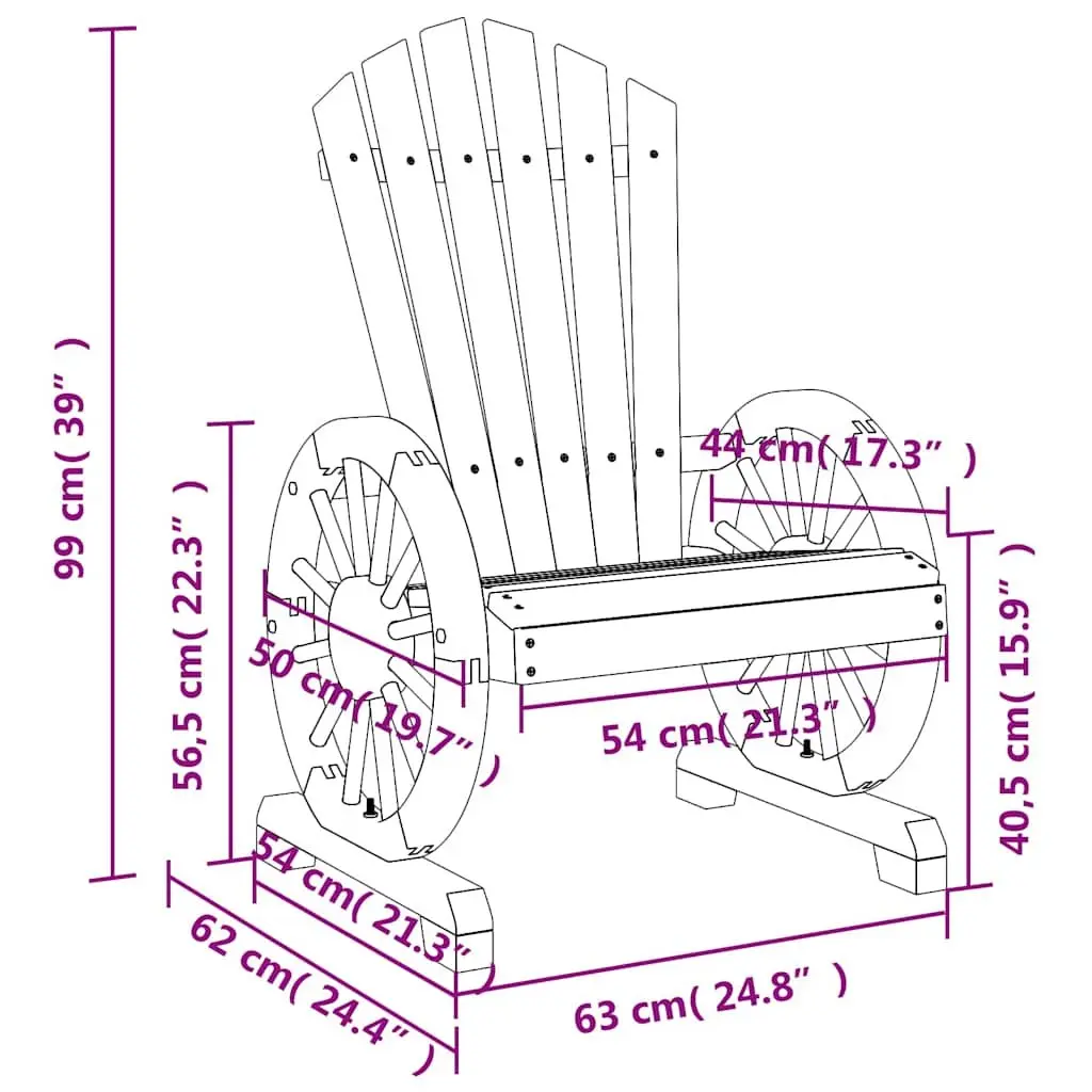 Adirondack Chairs Solid Fir Wood Ergonomic Brown 2 Piece Garden Lounge Seating