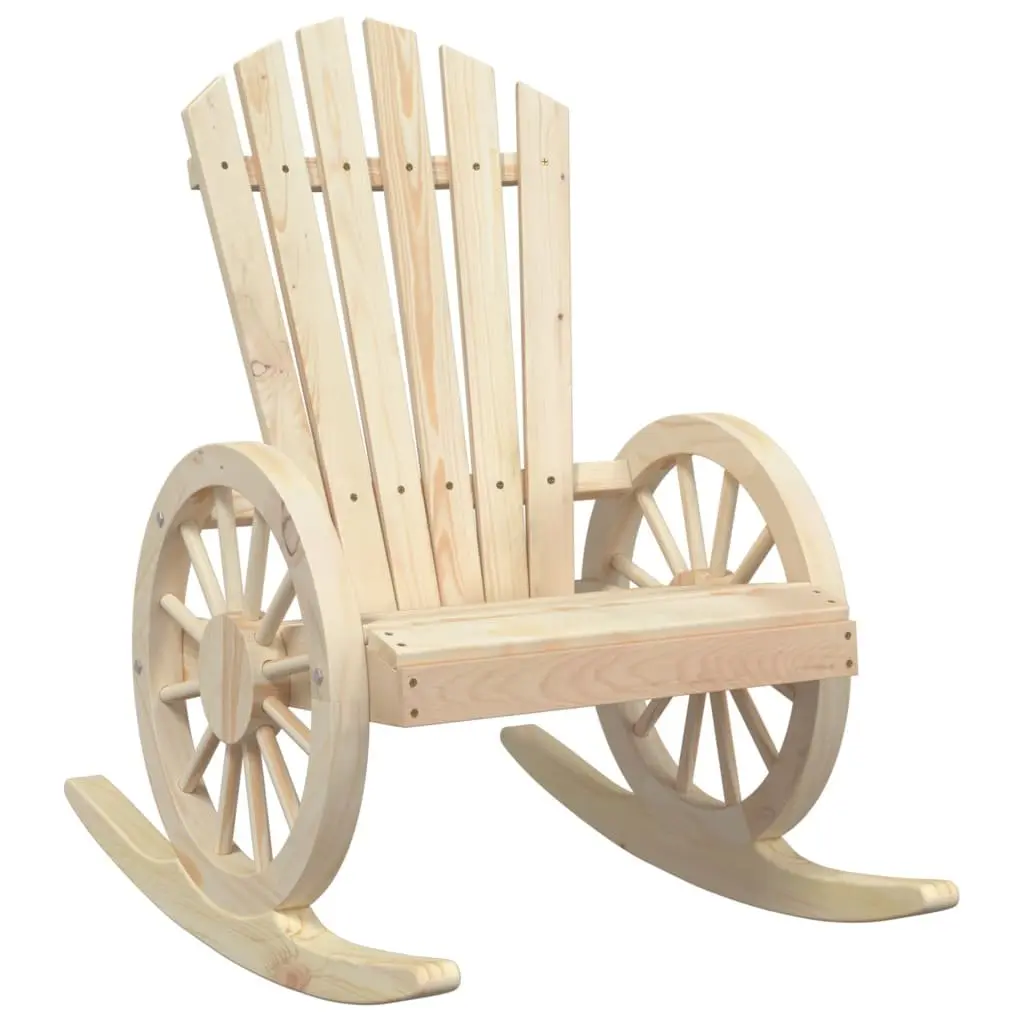 Rocking Adirondack Chair Solid Fir Wood Brown Outdoor Garden Lounge Seat