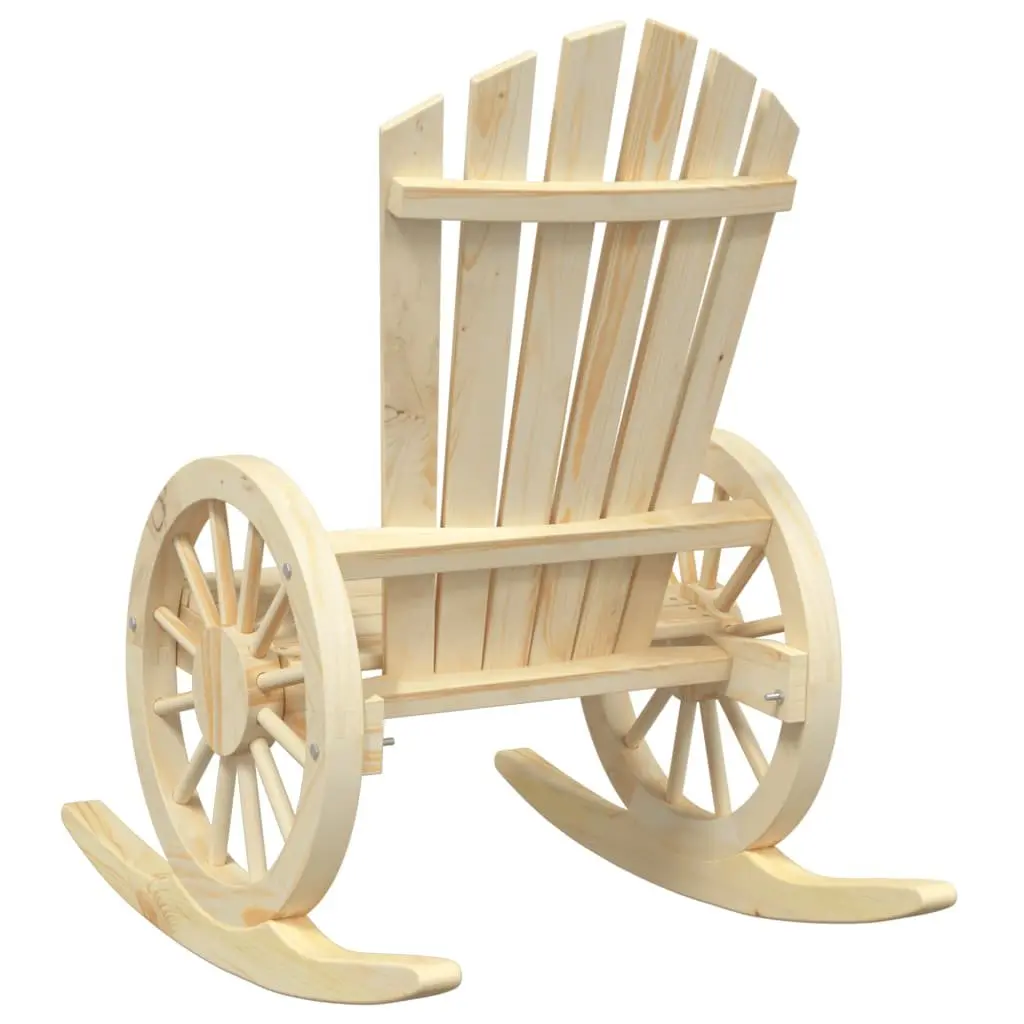 Rocking Adirondack Chair Solid Fir Wood Brown Outdoor Garden Lounge Seat