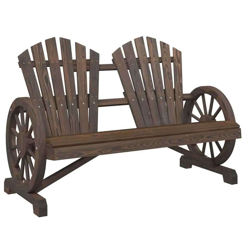 Adirondack Chair Solid Fir Wood 2-Seater Brown Garden Lounge