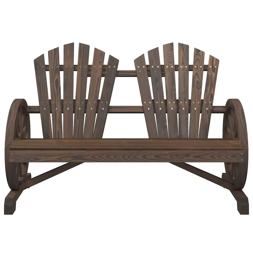 Adirondack Chair Solid Fir Wood 2-Seater Brown Garden Lounge