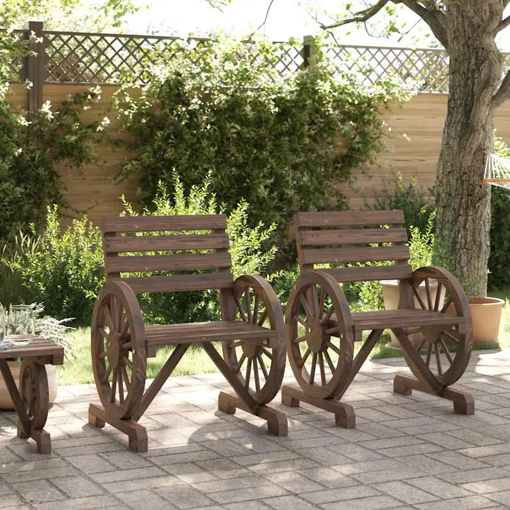 Outdoor Garden Chairs 2 pcs Solid Wood Fir Brown Patio Seating Armrests Backrest