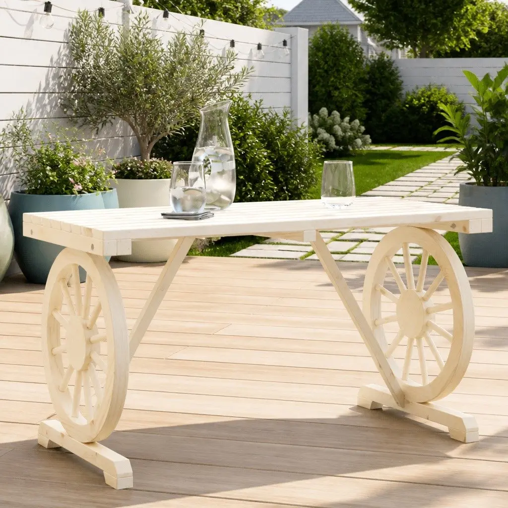 Solid Wood Garden Table 115x55x65cm Fir Outdoor Patio Dining Furniture