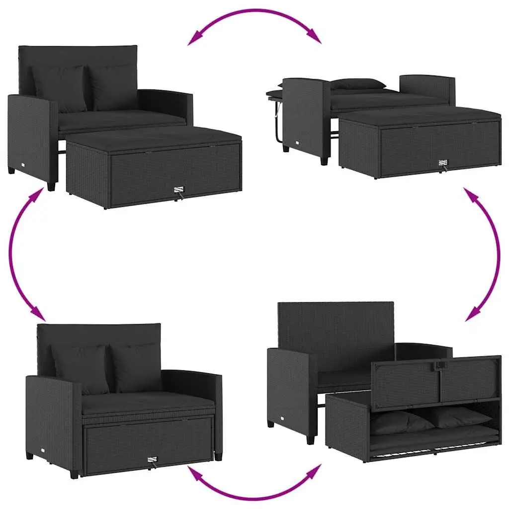 2-Seater Sofa Bed for Outdoor Use with Cushions