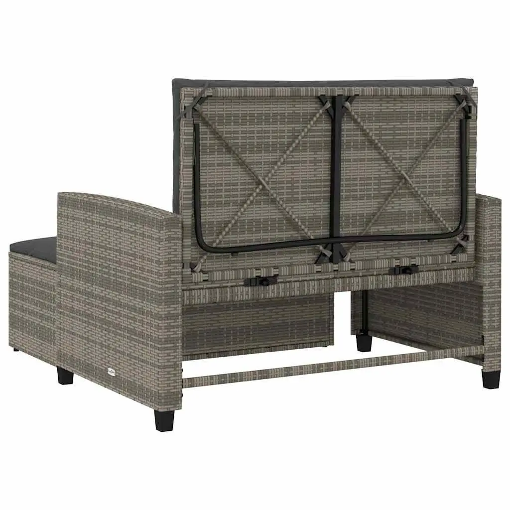 Garden Sofa 2-Seater with Cushions Grey Poly Rattan Outdoor Bench Sofa Bed