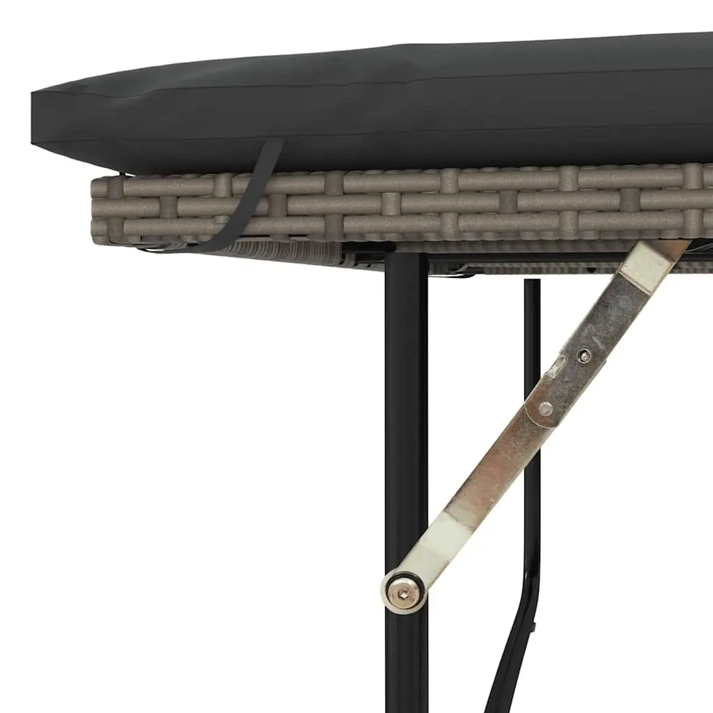Garden Sofa 2-Seater with Cushions Grey Poly Rattan Outdoor Bench Sofa Bed