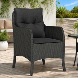 Garden Chairs with Cushions 2 pcs Outdoor Seating Poly Rattan Black