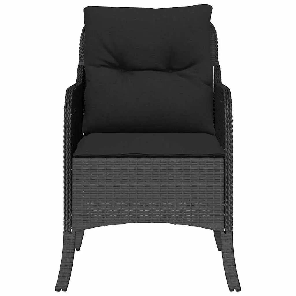 Outdoor Seating Chairs Black Poly Rattan 2 pcs with Cushions