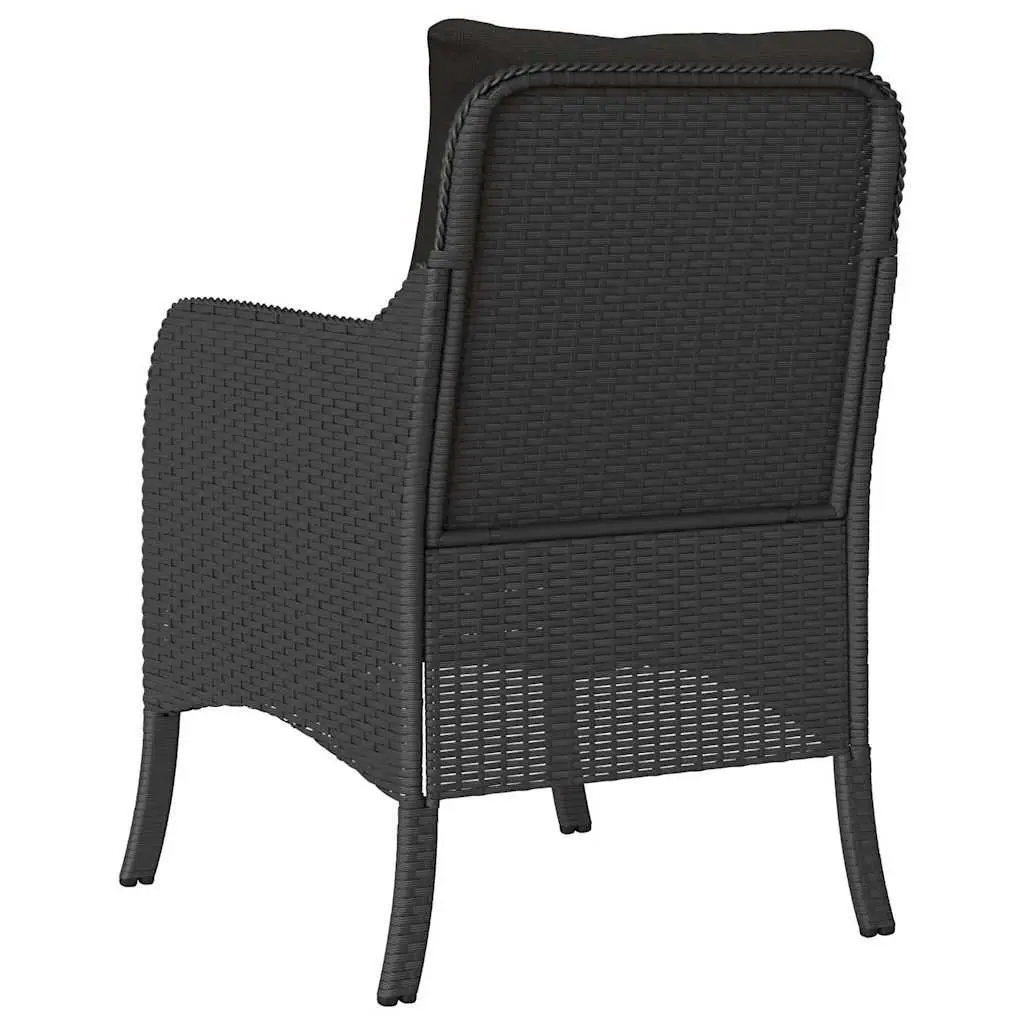 Outdoor Seating Chairs Black Poly Rattan 2 pcs with Cushions