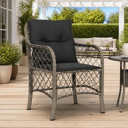 Practical Grey Poly Rattan Chairs - 2 Pack for Outdoors
