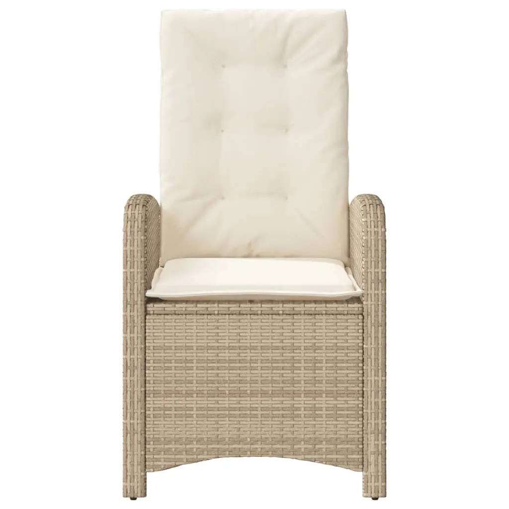 Reclining Garden Chair PE Rattan Adjustable Backrest Powder-coated Steel Beige